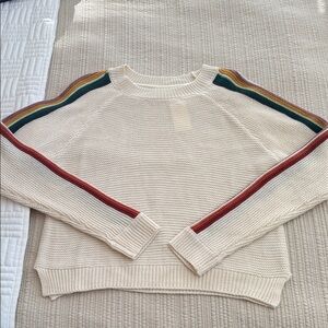 Others Follow Ivory Sweater with Multicolor Stripes